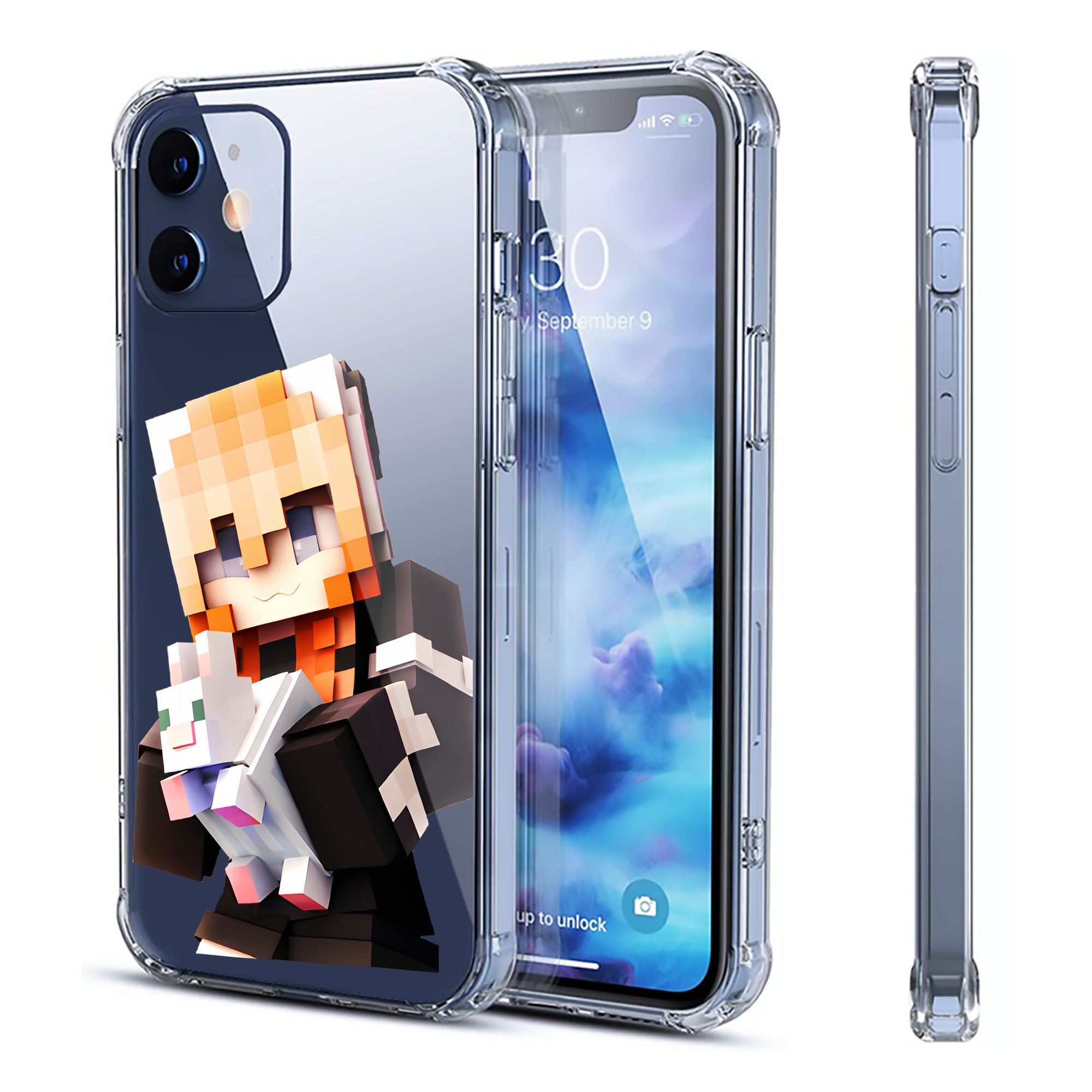 （画像用） マインクラフト ブロックの世界 Minecraft MC Block world 【iPhone 12シリーズ対応】透明スマホケース（クリアソフトケース）